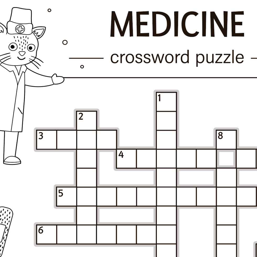 Medicine Crossword Puzzle - Kids - GuideBG