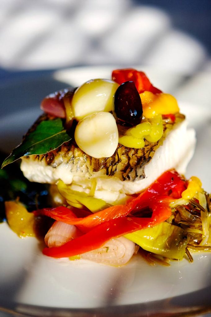 Pan-Seared Sea Bass with Roasted Vegetables