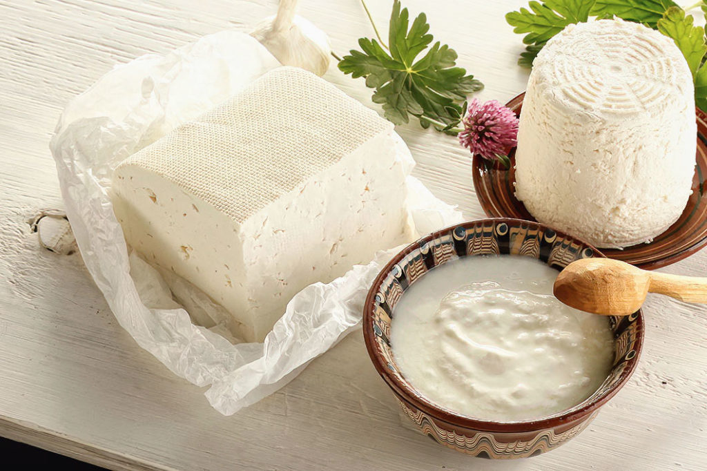 Bulgarian White Cheese Products - Classic hard White Cheese, Cottage-like Cheese, and Creamy Fresh Bulgarian Cheese